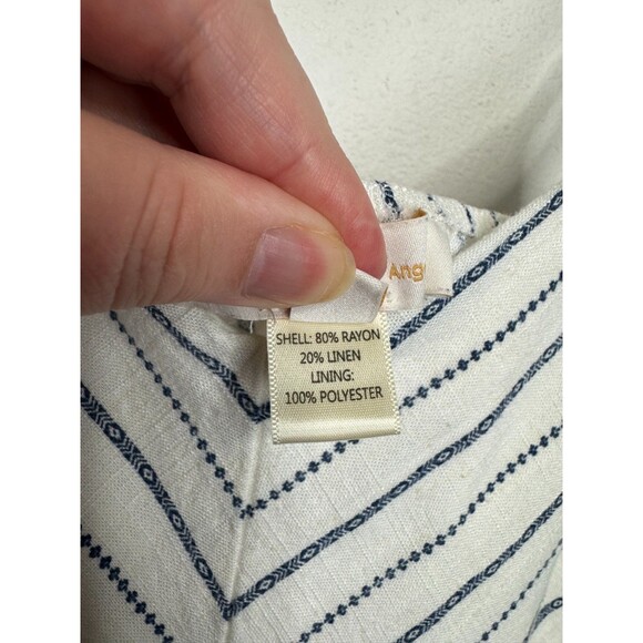 Monteau Small LA Striped  Cami Tank Top White Linen Blend Peplum Anthropologie - Picture 7 of 10